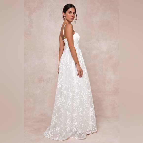 Lulu’s Ethereal Perfection White Organza Embroidered Flowers Bridal Bustier S - Picture 3 of 11